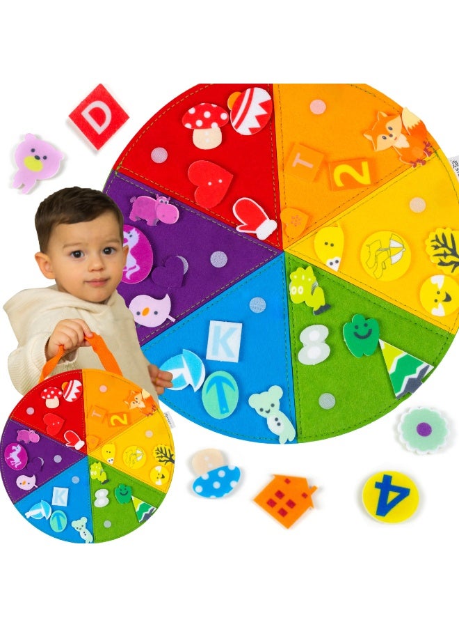 unikbebe Pizza Design Busy Board Educational Toy, Montessori Sensory Activity Center, Felt Learning Toy for Toddlers, Teaches Colors, Sorting and Grouping, Quiet Travel Toy for Kids Age 3+, 30 Pcs - Image 1
