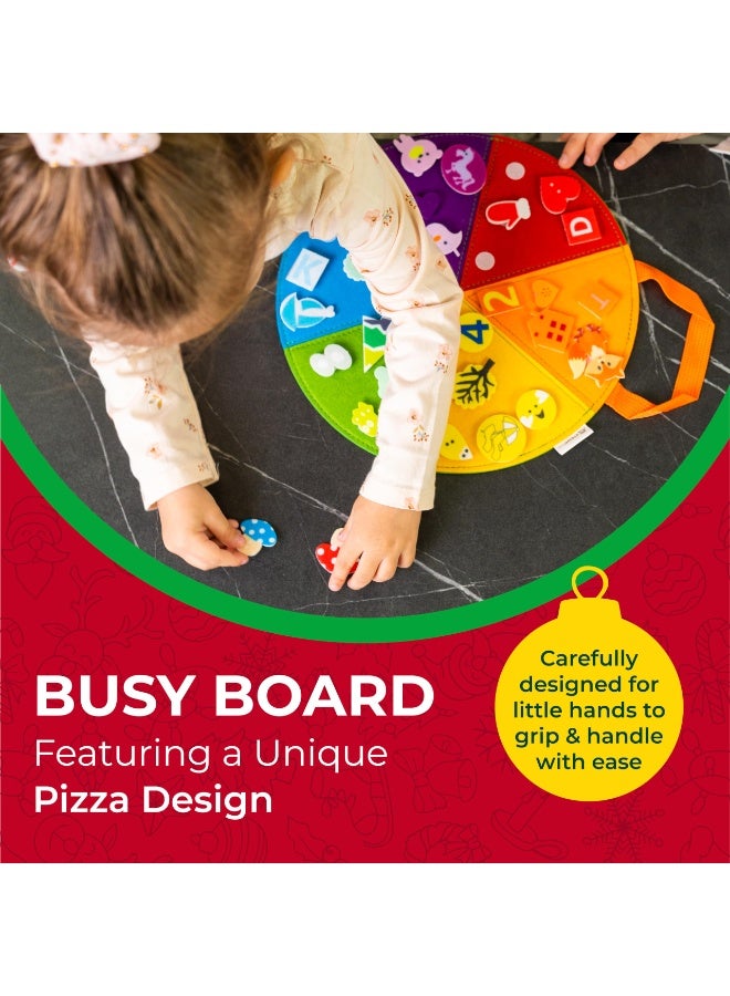 unikbebe Pizza Design Busy Board Educational Toy, Montessori Sensory Activity Center, Felt Learning Toy for Toddlers, Teaches Colors, Sorting and Grouping, Quiet Travel Toy for Kids Age 3+, 30 Pcs - Image 2