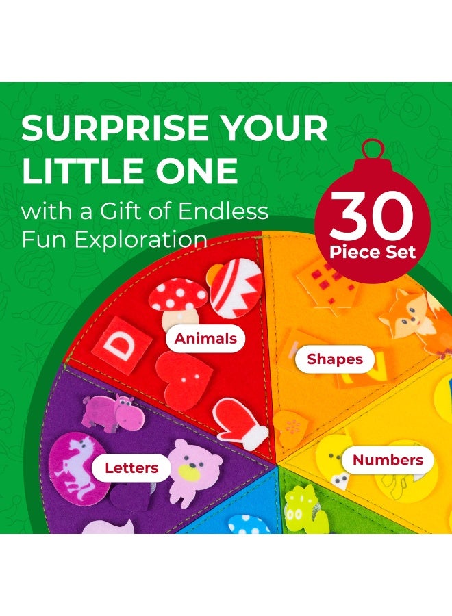 unikbebe Pizza Design Busy Board Educational Toy, Montessori Sensory Activity Center, Felt Learning Toy for Toddlers, Teaches Colors, Sorting and Grouping, Quiet Travel Toy for Kids Age 3+, 30 Pcs - Image 3