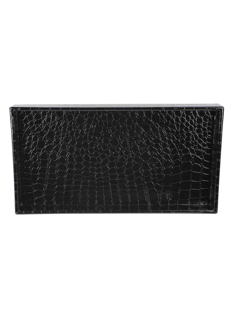 Home Basics Home Basics Vanity Tray for Makeup Jewelry Perfume Cosmetics Storage Bathroom Organizer Horizontal Crocodile Black 