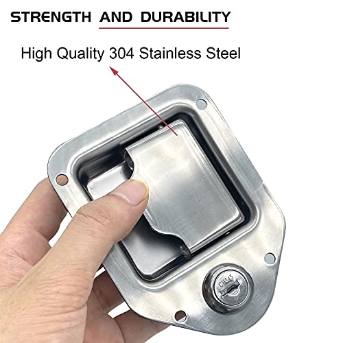 SKARUMMER Toolbox RV Handle Latch Stainless Steel Tool Box Latch Paddle Lock for Trailer Door RV Camper Truck Bed Toolboxes - 3/8'' x 3-1/4'' (2 Pack) - Image 3