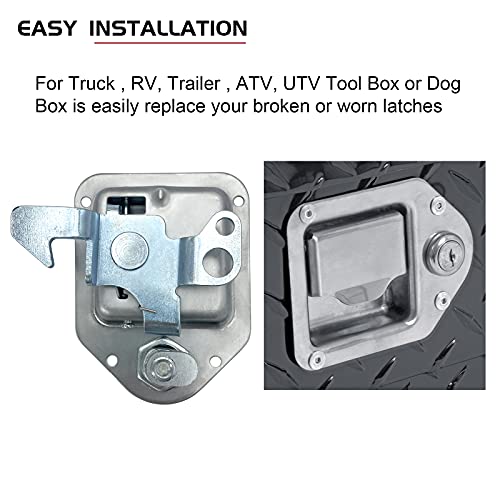 SKARUMMER Toolbox RV Handle Latch Stainless Steel Tool Box Latch Paddle Lock for Trailer Door RV Camper Truck Bed Toolboxes - 3/8'' x 3-1/4'' (2 Pack) - Image 5