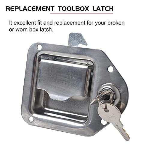 SKARUMMER Toolbox RV Handle Latch Stainless Steel Tool Box Latch Paddle Lock for Trailer Door RV Camper Truck Bed Toolboxes - 3/8'' x 3-1/4'' (2 Pack) - Image 2