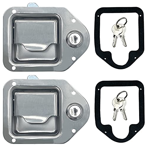 SKARUMMER Toolbox RV Handle Latch Stainless Steel Tool Box Latch Paddle Lock for Trailer Door RV Camper Truck Bed Toolboxes - 3/8'' x 3-1/4'' (2 Pack) - Image 1