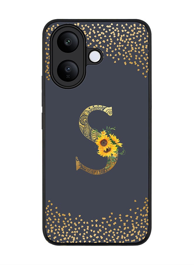 For vivo V60 Lite 5G / V60 Lite 4G Case,Slim fit Camera Protection, Shockproof Thin Phone cover  - Custom Floral Monogram - S  (Grey )