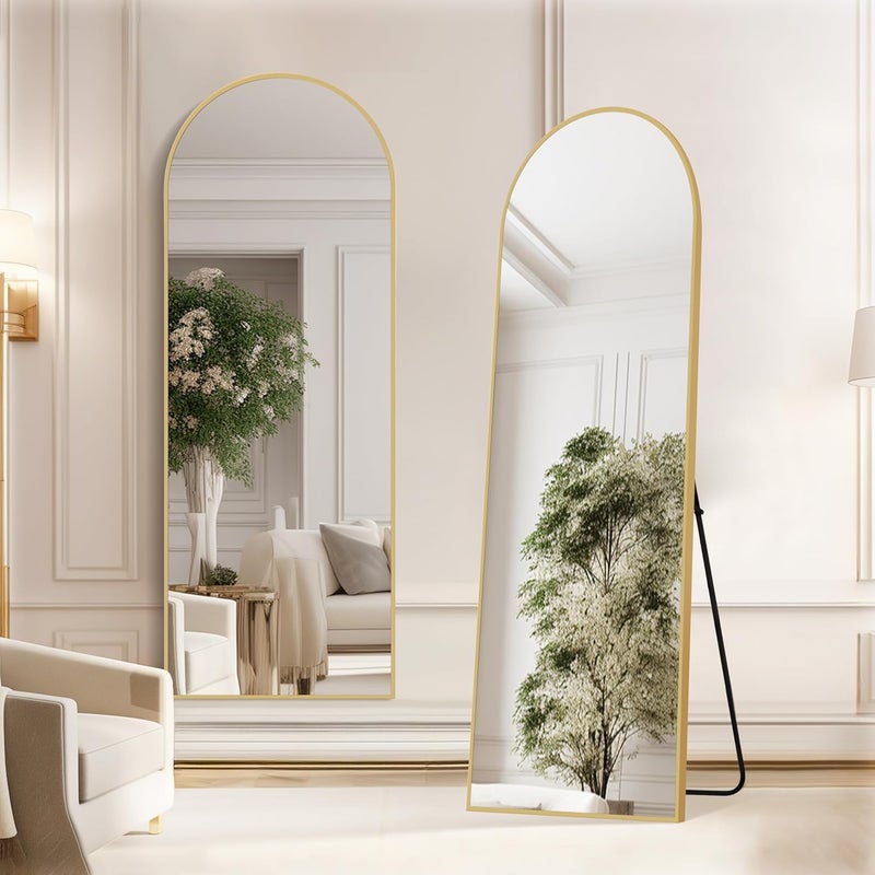 Arched Full Length Floor Mirror with Stand, Gold, 55x165 cm, Contemporary Style, Bedroom and Dressing Room - Image 4