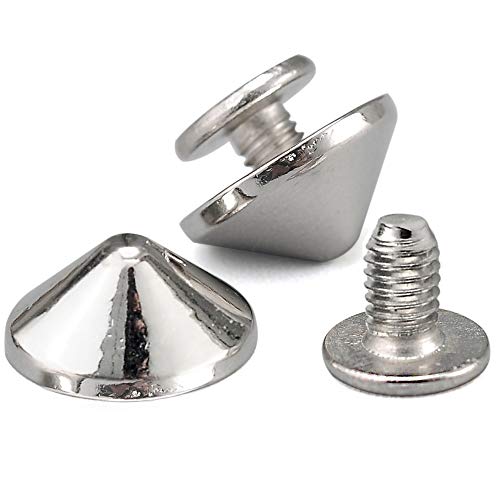 YORANYO 100 Sets Cone Spikes and Studs 4.7MM Height Silver Color 3/16" Bullet Spikes Screw Back Punk Studs and Spikes for Clothing Shoes Leather Craft Belts Bag Rivets with Installation Tools - Image 3