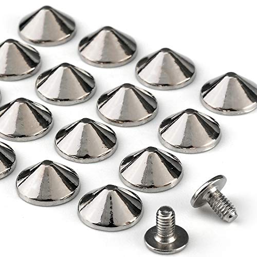 YORANYO 100 Sets Cone Spikes and Studs 4.7MM Height Silver Color 3/16" Bullet Spikes Screw Back Punk Studs and Spikes for Clothing Shoes Leather Craft Belts Bag Rivets with Installation Tools - Image 4