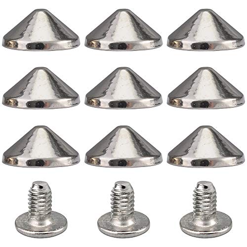 YORANYO 100 Sets Cone Spikes and Studs 4.7MM Height Silver Color 3/16" Bullet Spikes Screw Back Punk Studs and Spikes for Clothing Shoes Leather Craft Belts Bag Rivets with Installation Tools - Image 5