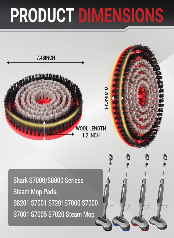 ايهات قطعتان من رؤوس الفرشاة البديلة المحسّنة S7001 لسلسلة Shark S8201/S7000، لتنظيف أعمق للأرضيات الصلبة باستخدام ممسحة البخار Shark (أسود رمادي) - Image 2