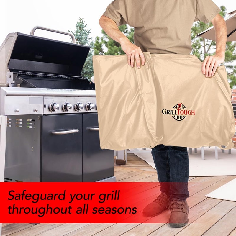 GrillTough Heavy Duty BBQ Grill Cover for Outdoor Grill, 30 Inch â€“ Waterproof, Weather Resistant, UV & Fade Resistant with Adjustable Straps â€“ Gas Grill Cover for Weber, Genesis, Charbroil, etc. Tan - Image 5