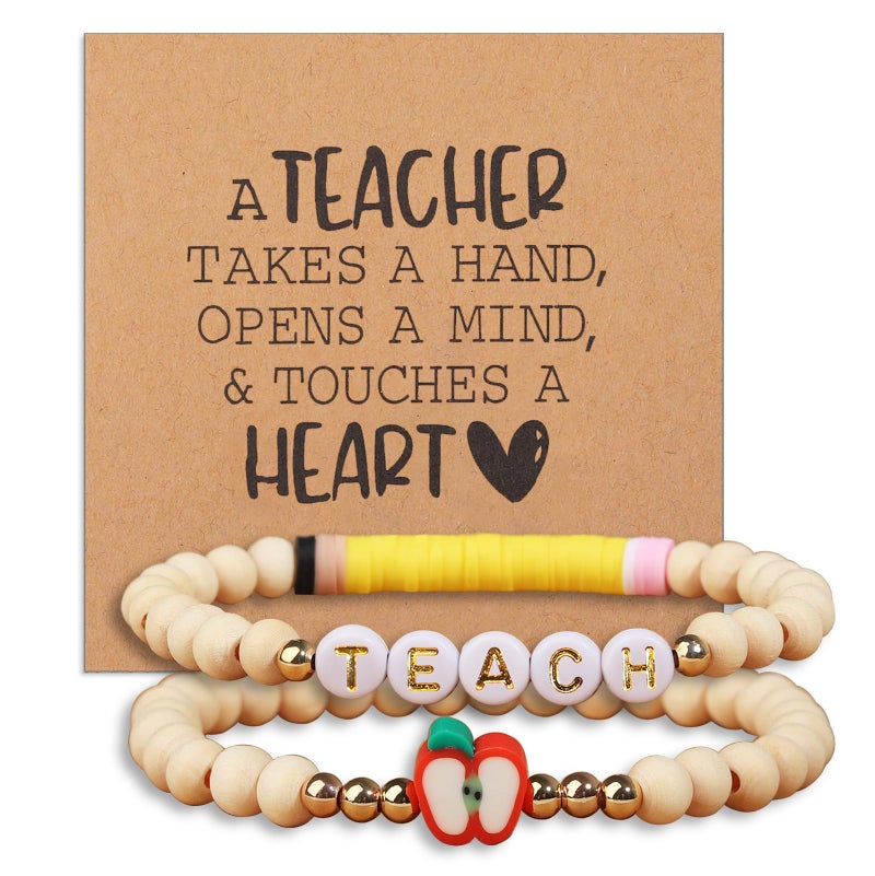 Korotho Teacher Gifts For Women Teacher Christmas Gift  Teacher Bracelet Teacher Appreciation Gifts End Of Year Teacher Gift Cool Thank You Valentines Day Christmas Teac Gifts For Teacher (Heart) - Image 1