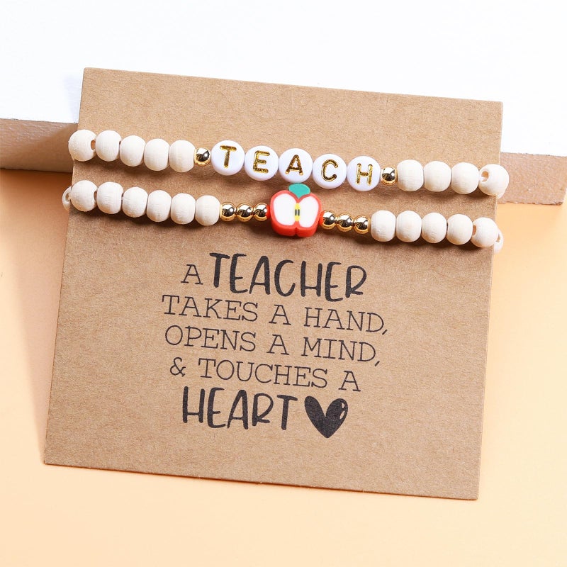 Korotho Teacher Gifts For Women Teacher Christmas Gift  Teacher Bracelet Teacher Appreciation Gifts End Of Year Teacher Gift Cool Thank You Valentines Day Christmas Teac Gifts For Teacher (Heart) - Image 4