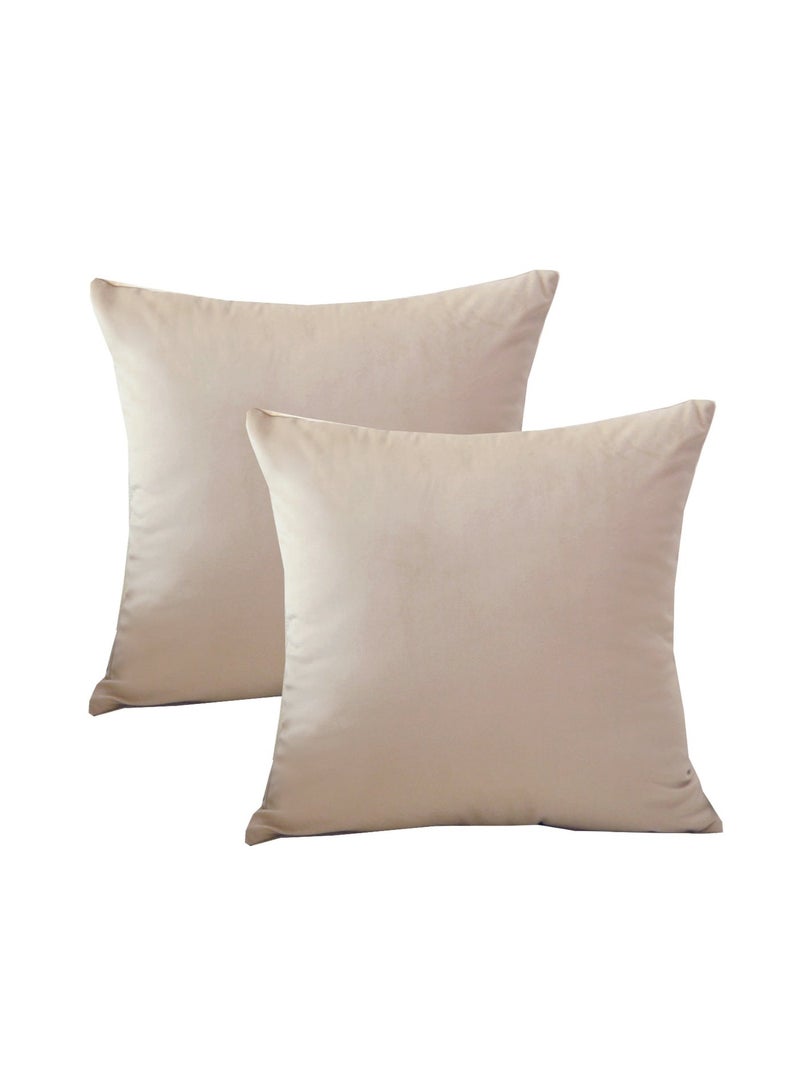 Throw Pillow Covers Beige Set of 2 45x45cm Fall Pillow Covers, Soft Velvet Farmhouse Neutral Decorative Pillowcases for Couch Sofa Bed, Home Boho Decor, Modern Cushion Covers - Image 3