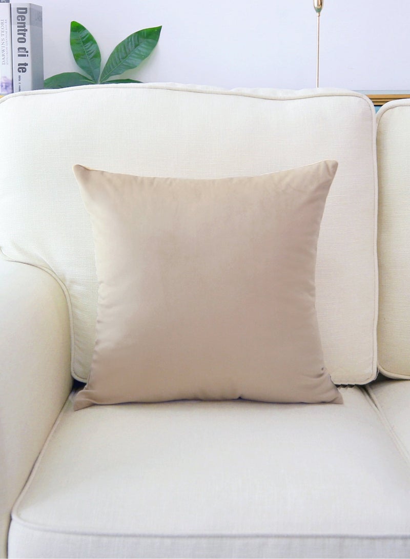 Throw Pillow Covers Beige Set of 2 45x45cm Fall Pillow Covers, Soft Velvet Farmhouse Neutral Decorative Pillowcases for Couch Sofa Bed, Home Boho Decor, Modern Cushion Covers - Image 5