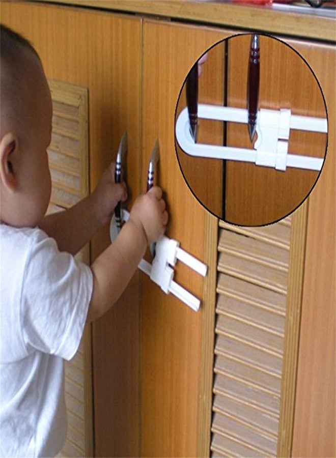 Syga Sliding Child Safety Cabinet Locks, U Shaped Baby Proof Cupboard Kitchen Lock, Childproof Cabinet Latch Kid Safety for Knobs and Handles Home Furniture Door (Pack of 4) - Image 4