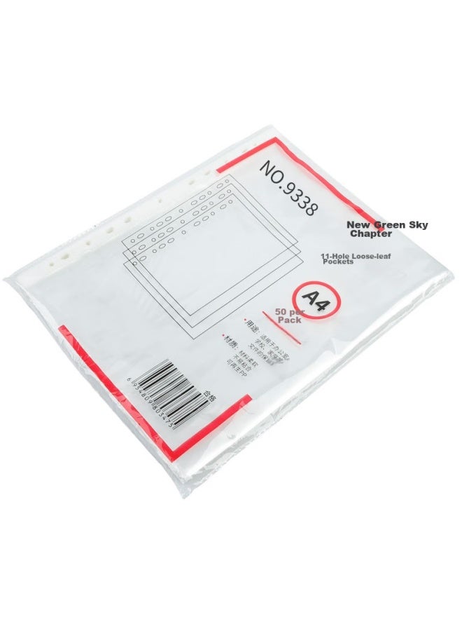 Tango A4 Transparent File Folders, 11-ring Loose-leaf Pockets, 50 Pieces, Doent Refill Pockets, Contract And Bill Protection Pockets, Waterproof And Dustproof Office Supplies, 11-ring Pockets For Use With Quick-clip Binders - Image 5