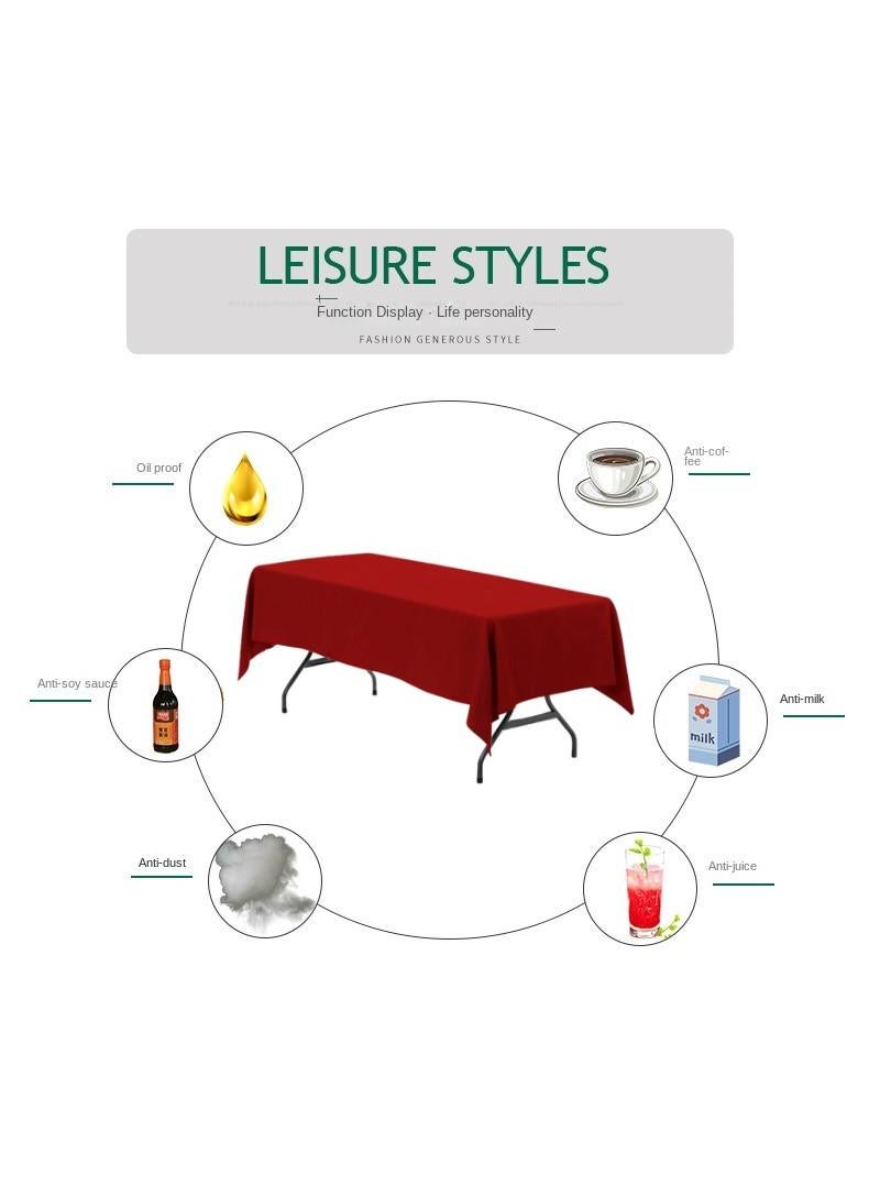 Bluejw 1-Piece Solid Pattern Table Cloth Red - Image 2