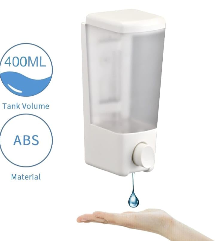 NISHWARE LE Soap Dispenser LE-22WH Wall Mounted Glossy White Bathroom Soap Dispenser Heavy Duty Abs Plastic Suitable for Soap/Shampoo/Conditioner - Image 3