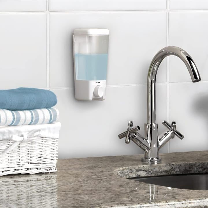 NISHWARE LE Soap Dispenser LE-22WH Wall Mounted Glossy White Bathroom Soap Dispenser Heavy Duty Abs Plastic Suitable for Soap/Shampoo/Conditioner - Image 2