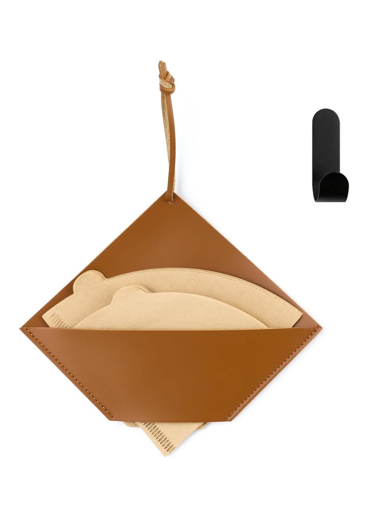 SOLARAE Leather Coffee Filter Holder Storage, Coffee Filter Holder for #4/#1/#2/V60 Filters for Coffee Bar/Home/Office - Image 1