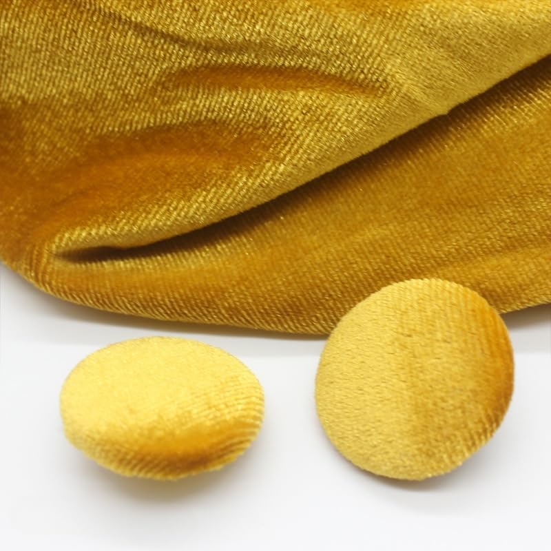 Buttons,Metal Buttons, Buttons 10PCS 10-28MM Gold Velvet Round Fabric Cloth Covered with Metal Shank for Clothes Crafting Sewing(Golden Yellow,28mm) - Image 1