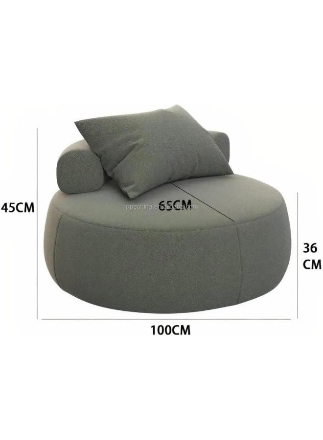 Comfynest Nordic Designer Furniture Modern No Arm Round Cute Lounge Single Sofa Living Room Low Chair with ottoman (White)  - Image 2