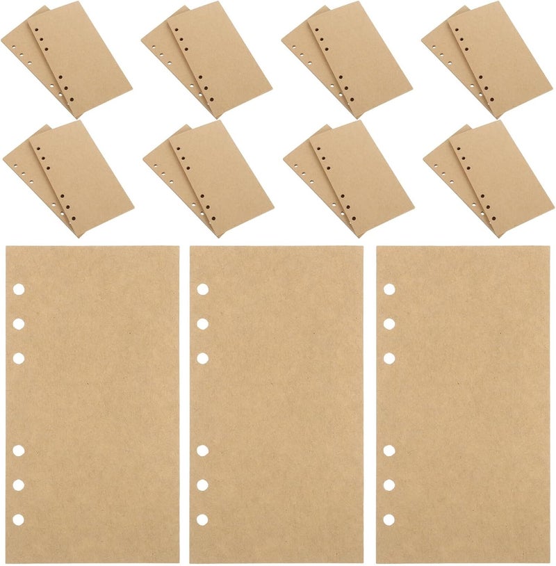 TIDTALEO 160pcs A6 Blank Kraft Paper Planner Refill, 6-hole Loose-leaf Binder Filler Paper for Journals, Notebooks, and Personal Organizers - Image 1