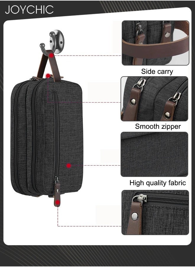 Joychic - Large Capacity Oxford Toiletry Bag Outdoor Travel Waterproof Storage Bag Portable Organizer Wet and Dry Separation for Women and Men Black - Image 1