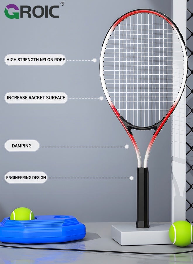 GROIC 7 Pcs Tennis Rackets Set, Tennis Trainer Tennis Practice Gear Tennis Parent-child Training Equipment Kit with 1 Trainer Base, 2 Parent-child Tennis Racket, 3 Balls, 1 Bag  - Image 2