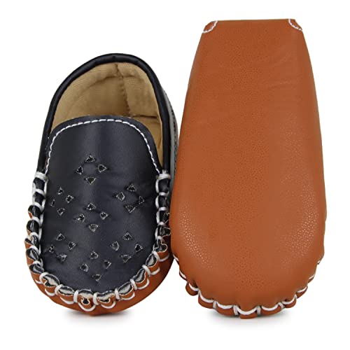 Neska Moda 6 To 12 Months Baby Boys Synthetic Leather Loafer Booties (Black,Brown)-BT1286 - Image 5