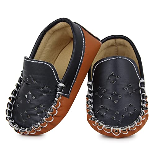 Neska Moda 6 To 12 Months Baby Boys Synthetic Leather Loafer Booties (Black,Brown)-BT1286 - Image 4