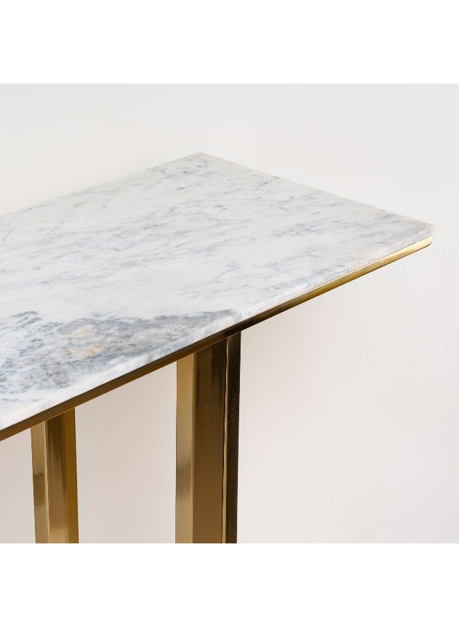 Generic Stainless Steel Console With Marble Top Gold 120*38*80 Cm - Image 2