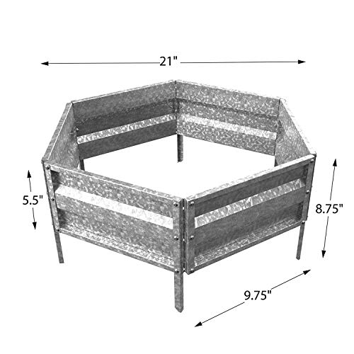 Pure Garden Galvanized Raised Garden Bed - 21" L x 9.75" W x 5.5" H Raised Garden Beds Outdoor Hexagonal Planter Box Kit for Flowers, Vegetables, Fruits or Herbs - Raised Bed Garden Planters by Pure Garden - Image 2
