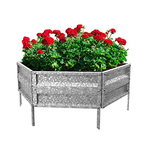 Pure Garden Galvanized Raised Garden Bed - 21" L x 9.75" W x 5.5" H Raised Garden Beds Outdoor Hexagonal Planter Box Kit for Flowers, Vegetables, Fruits or Herbs - Raised Bed Garden Planters by Pure Garden - Image 1