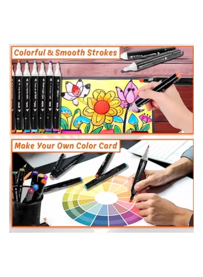 Twisoo Dual Tip Art Markers with Carrying Case – Odorless & Non-Toxic Twin Head Permanent Colouring Marker Pens for Kids, Adults & Beginners for Painting, Sketching, Drawing, Calligraphy (120 Pcs) - Image 5