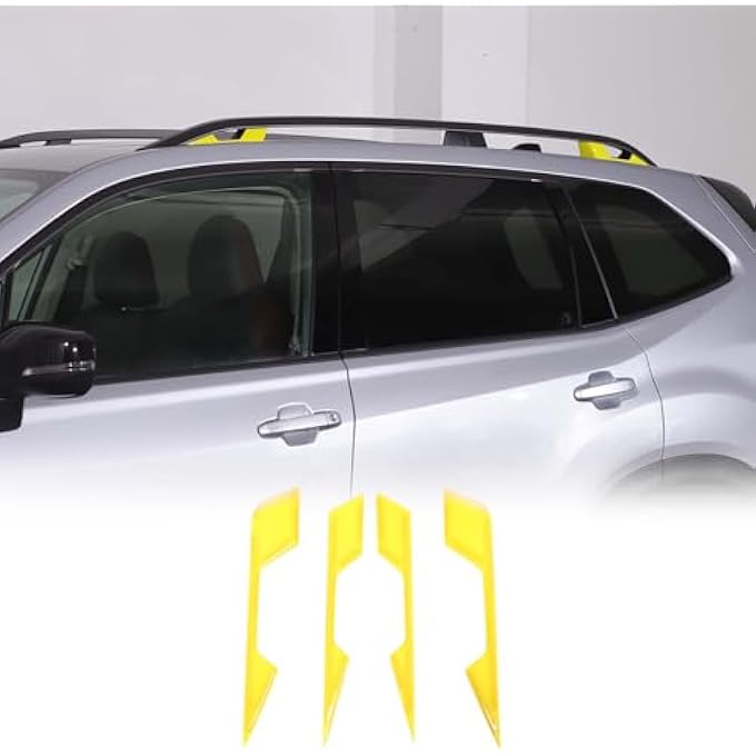 rayihni Roof Cargo Rack Rail End Cover Compatible with Subaru Forester 2019-2024, ABS Roof Luggage Cargo Rail Rack End Cap Protection Trim Cover Accessories, 4PCS (Yellow) - Image 2