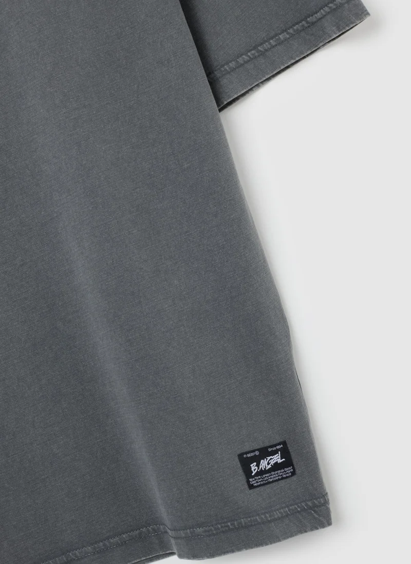 Ovs OVS Grey Pure Cotton Boxy Fit T-Shirt