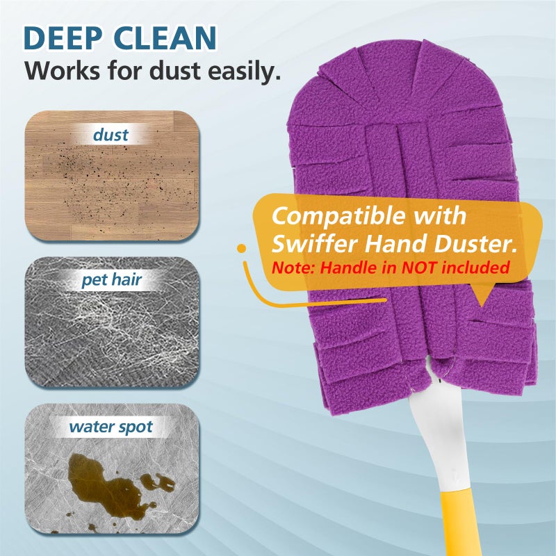 WILERDA 360Â° Fleece Duster Refills for Swiffer, Washable Refills Reusable Duster Refills Heavy Duty Compatible with Swiffer Hand Duster, Wet and Dry Dual Use Reusable Duster Heads (6 Pack) - Image 4