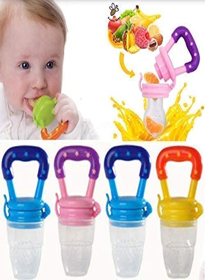 VHOI New Born Baby Silicone Fruit and Juice Feeder with Cover BPA Free Nibbler Teether for Baby Kids Nipple Pacifier for Fruits (Multicolored) (2) - Image 5