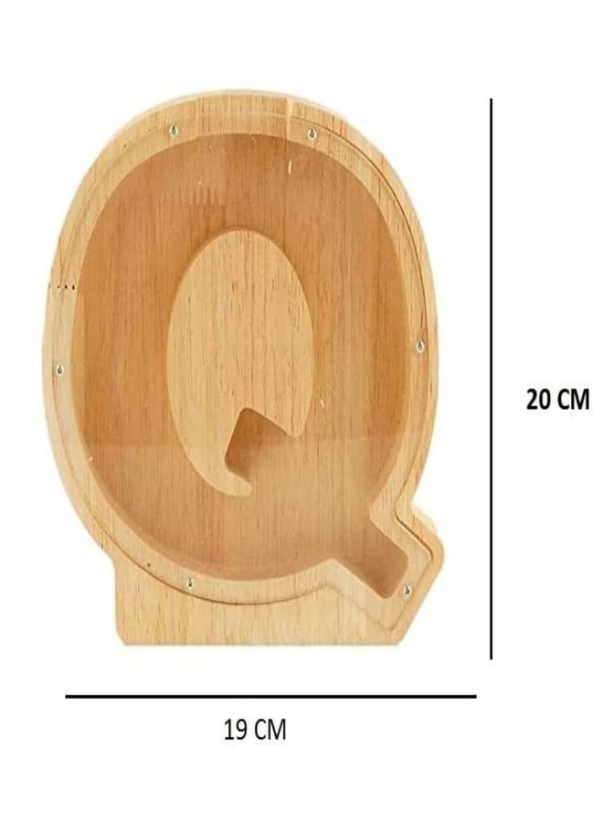 Keebori Wooden Letter Piggy Bank for Kids Large Alphabet Coin Money Box with Clear Acrylic Front Initial Jar Nursery Decor Educational Gift for Boys and Girls (Q) - Image 3