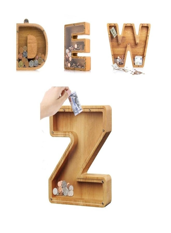 Keebori Wooden Letter Piggy Bank for Kids Large Alphabet Coin Money Box with Clear Acrylic Front Initial Jar Nursery Decor Educational Gift for Boys and Girls (Q) - Image 4