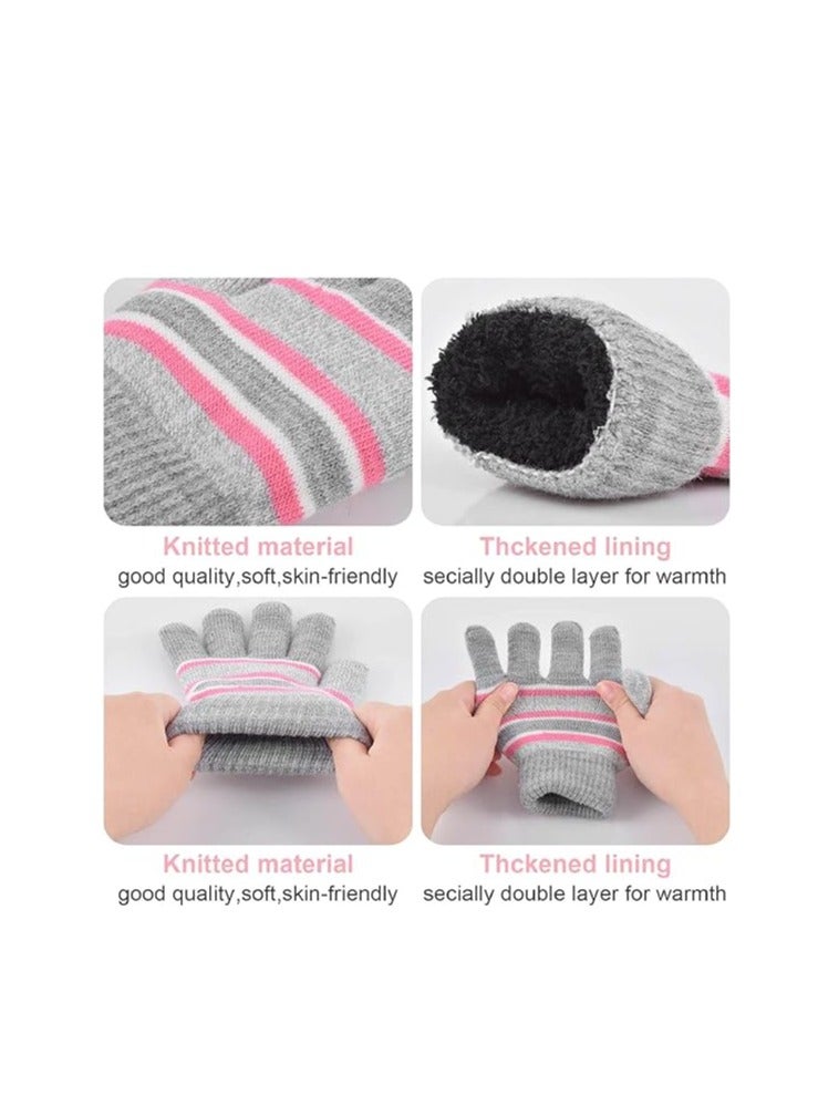 SYOSI Kids Warm Beanie Hat Scarf Gloves Set 3 in 1 Thermal Knit Hat Scarf Gloves Set Winter Accessories Sets Snood Scarf Gloves Set with Double Layer Fleece Lining Boys Girls - Image 4