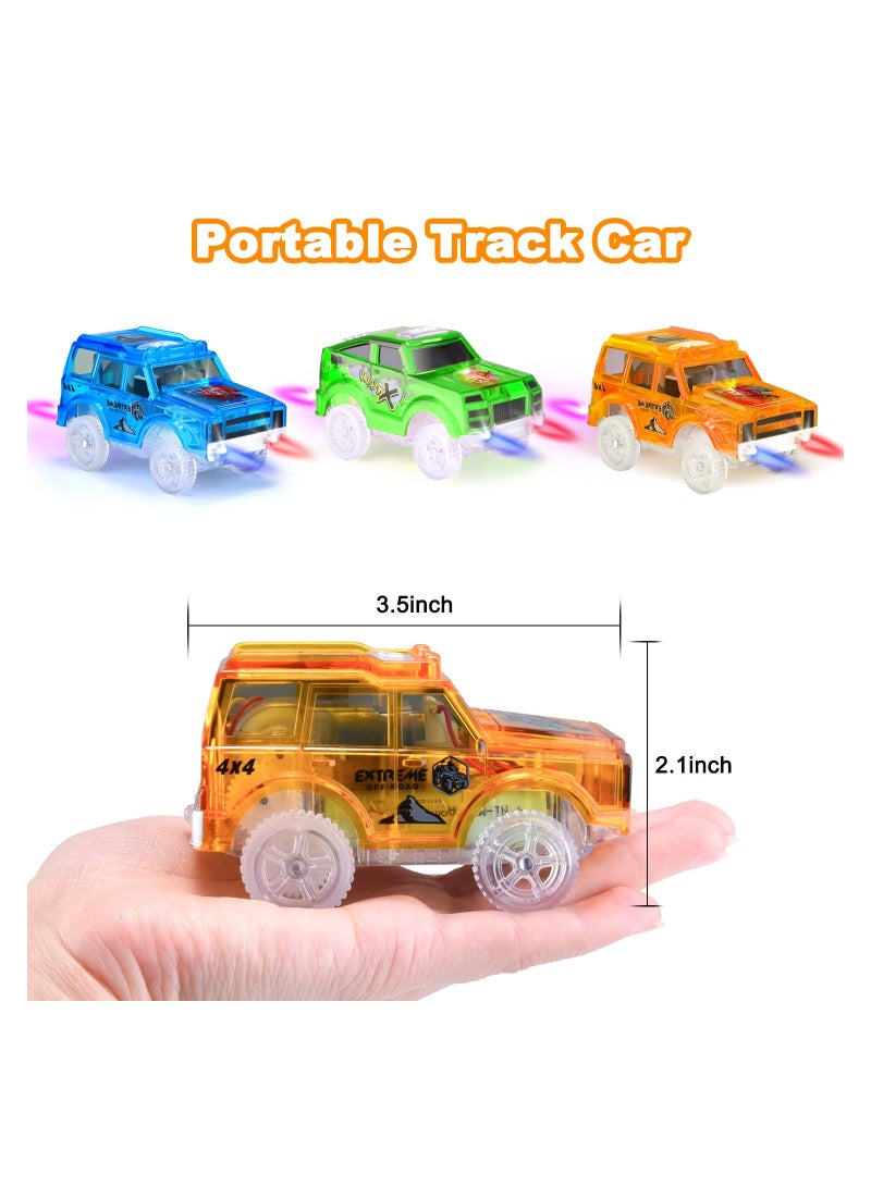 Zikra Suntown Track Cars Replacement Only,Light Up Toy Cars with 3 Flashing LED Lights Racing Car Track Accessories Compatible with Magic Tracks and Tracks with Most Track Cars for Boys and Girls (4 Pack) - Image 4