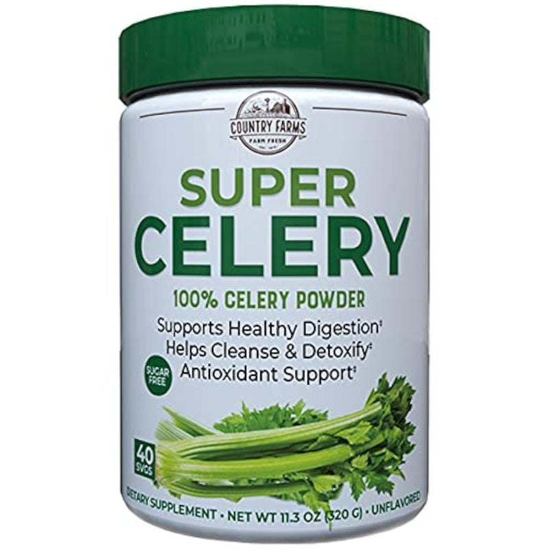 COUNTRY FARMS Super Celery Powder 100 Celery Powder Supports Healthy Digestion Helps Cleanse Detoxify Antioxidant Support 40 Servings 113 Ounce Pack of 1