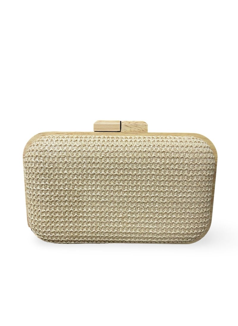 Vbranda - This is a beautifully crafted rectangular clutch with a light natural wood frame VS-42-PURPLE - Image 1