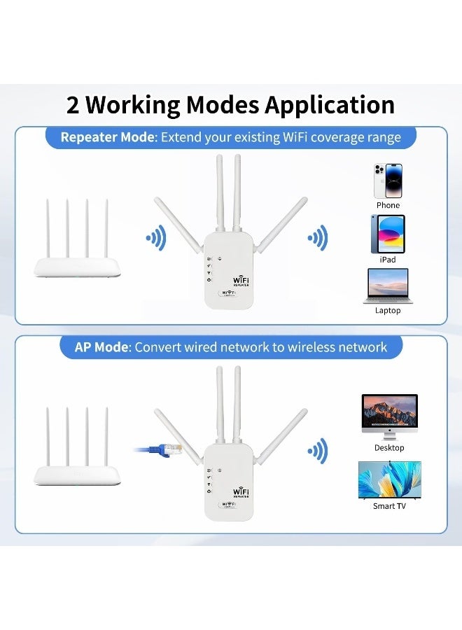1200Mbps WiFi Range Extender AC WiFi Extender WiFi Booster WiFi Repeater with 4 External Antennas, WiFi Signal Amplifier Dual Band 2.4G and 5G - Image 3