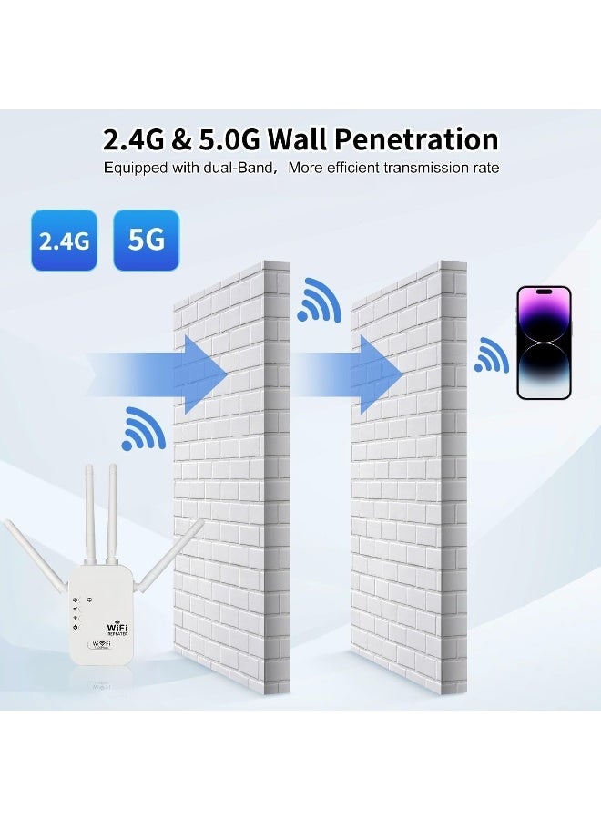 1200Mbps WiFi Range Extender AC WiFi Extender WiFi Booster WiFi Repeater with 4 External Antennas, WiFi Signal Amplifier Dual Band 2.4G and 5G - Image 5