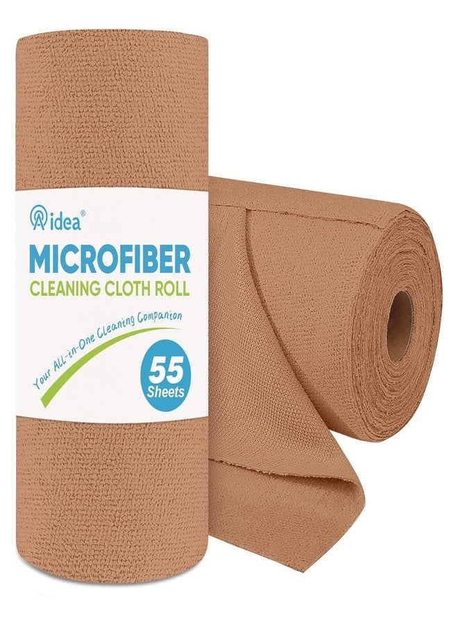 AIDEA Microfiber Cleaning Cloth Roll, 55 Sheets Shop Towels Washable, Microfiber Towels for Cars, Shop Rags Reusable Paper Towel for Automotive, Workshop, House, Kitchen, Cleaning Supplies11×9" Coffee - Image 1