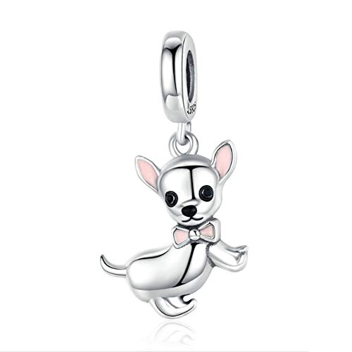 LAMOONY Chihuahua Dog Charm 925 Sterling Silver Dinosaur Bead Owl Cat Pendant Animal Dolphin Dangle for Pandora Charm Bracelet (Chihuahua) - Image 1